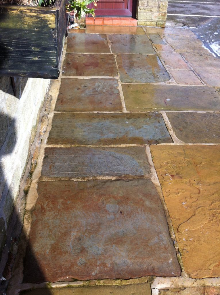 Patio paving has now become clean and no green algae or moss remains